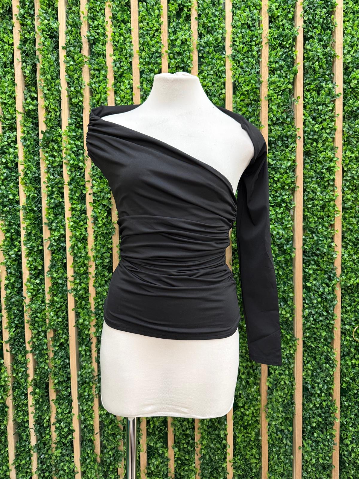 Asymmetric One-Shoulder Ruched Top