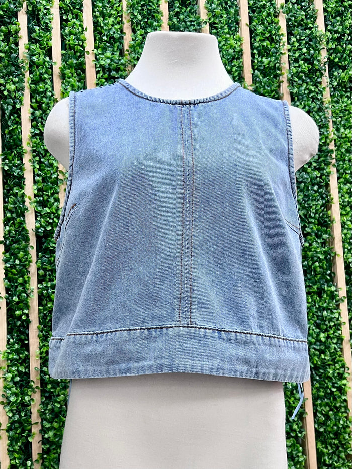 Light Blue Stitch Detail Top