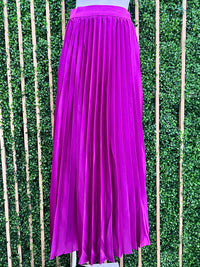 Magenta Pleated Maxi Skirt