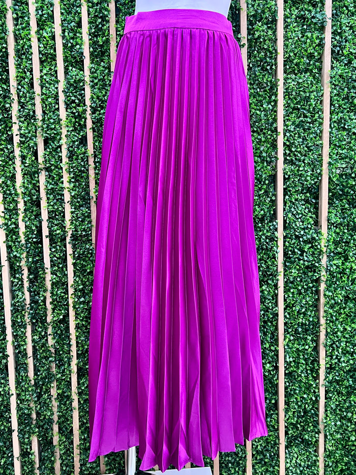 Magenta Pleated Maxi Skirt