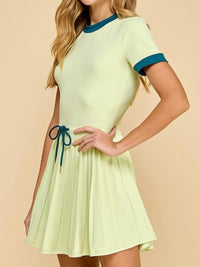 Lime Athletic Flared Skirt Short Sleeve Skort Dress