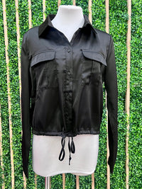 Satin Collared Button Down Blouse and Pant Set