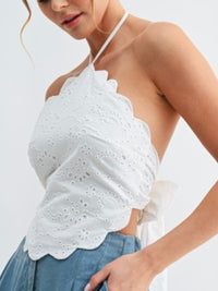 White Eyelet Halter Top