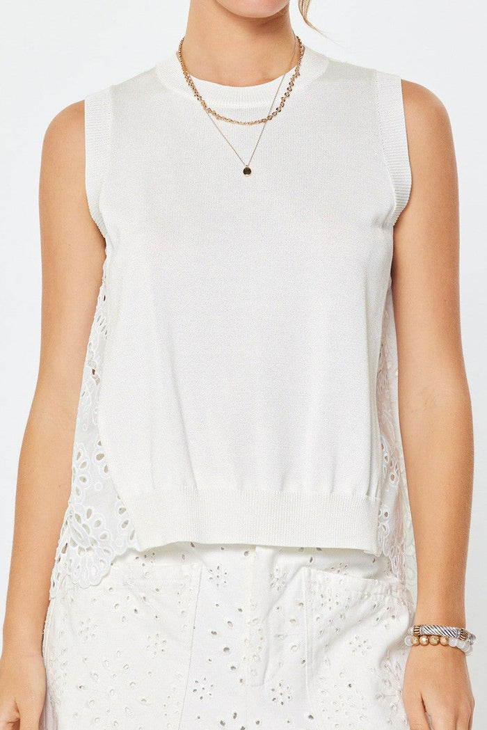 White Eyelet Back Top