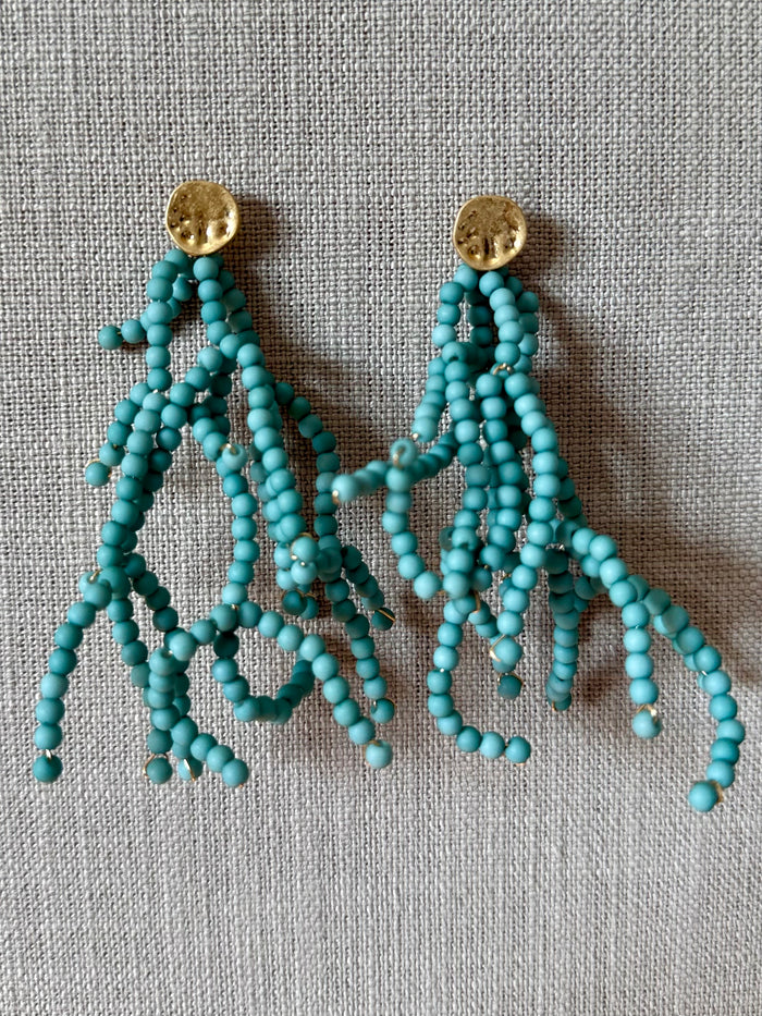 Multi Bead Coral Drop Earrings