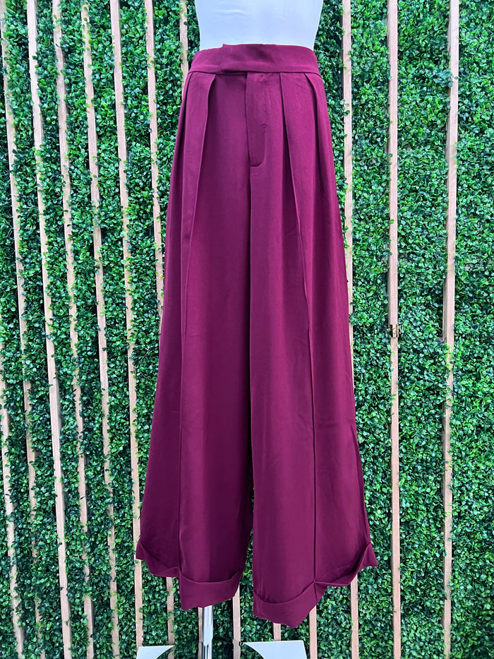Burgundy Wide Leg Pant