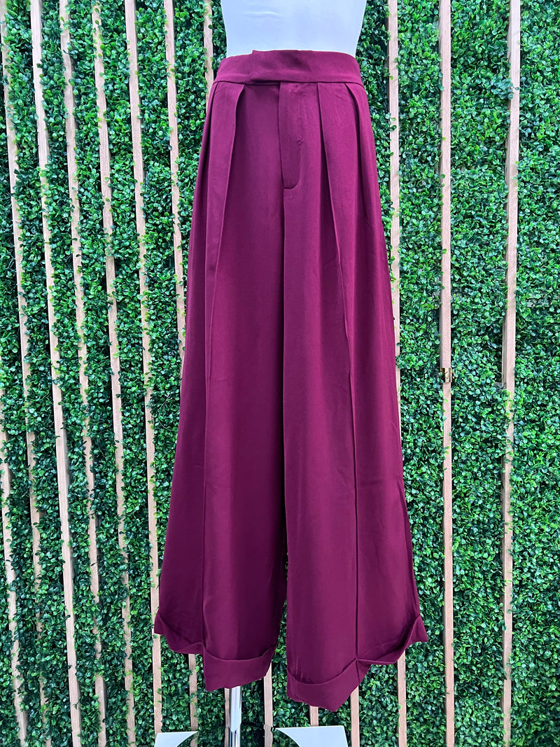Burgundy Wide Leg Pant
