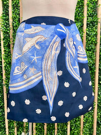 Navy Coastal Treasure Print Mini Skirt