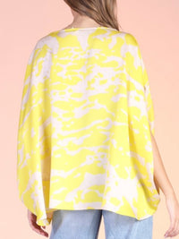 Yellow Ocean Waves Boat Neck Caftan Top