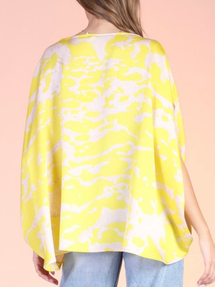 Yellow Ocean Waves Boat Neck Caftan Top