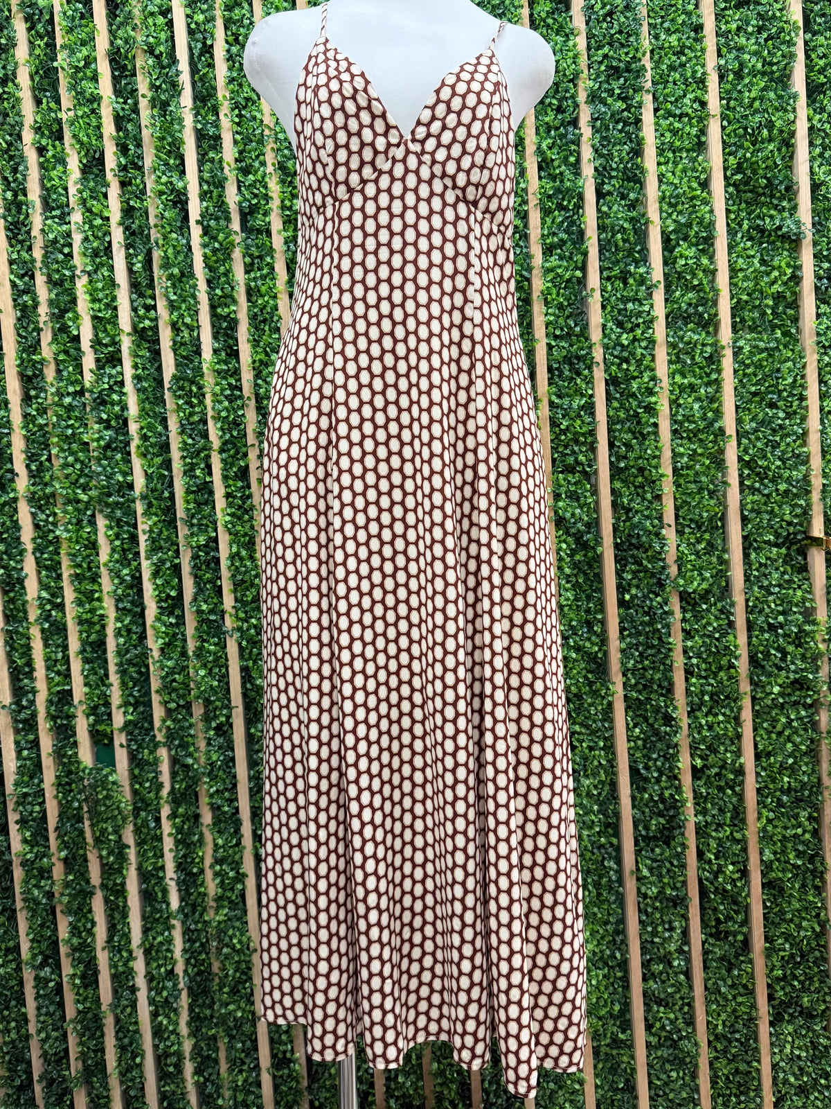 Brown Circles Midi Dress