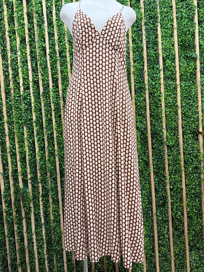 Brown Circles Midi Dress