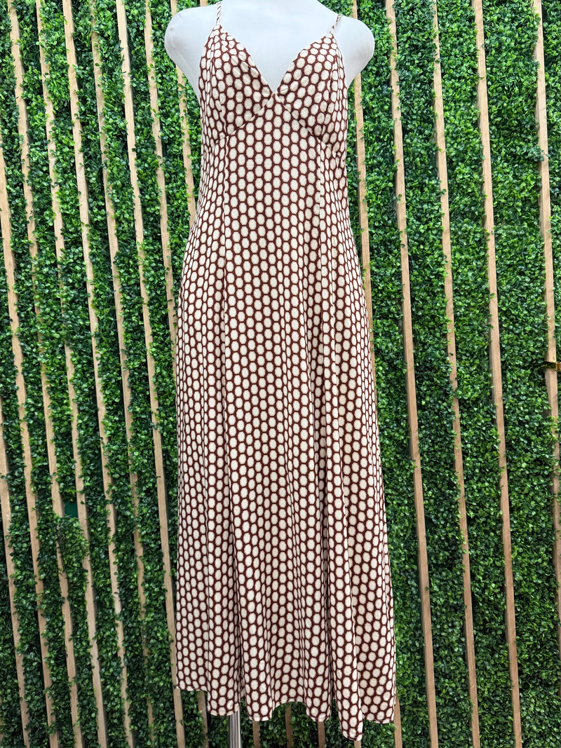 Brown Circles Midi Dress