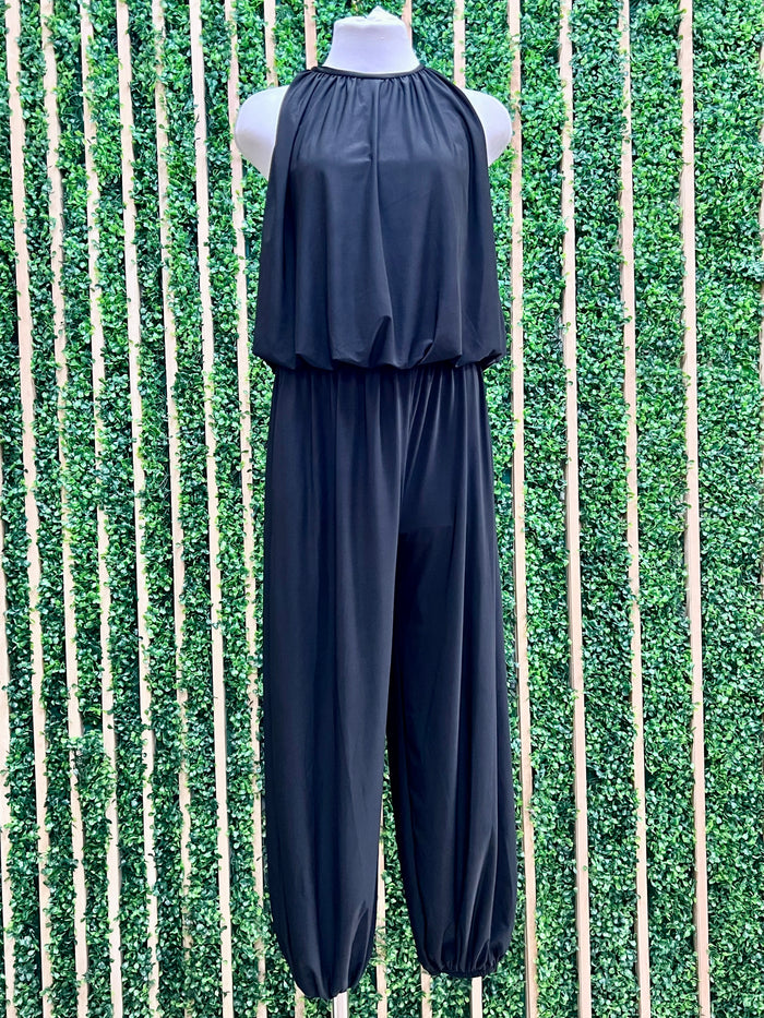 Black Relaxed Balloon Hem Pants by