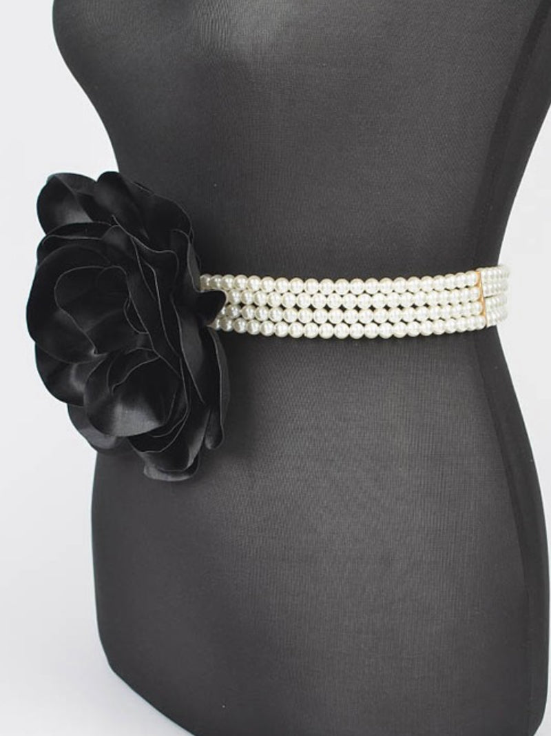 Large Flower Pearl Elastic Belt