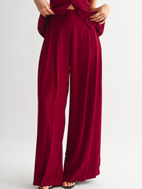 Pleat Detail High Waist Wide Leg Pants
