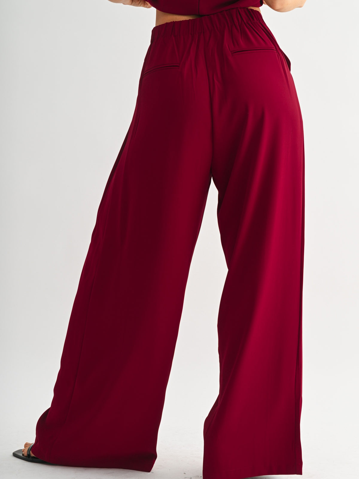 Pleat Detail High Waist Wide Leg Pants