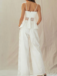White Santorini Lace Detail Peplum Top