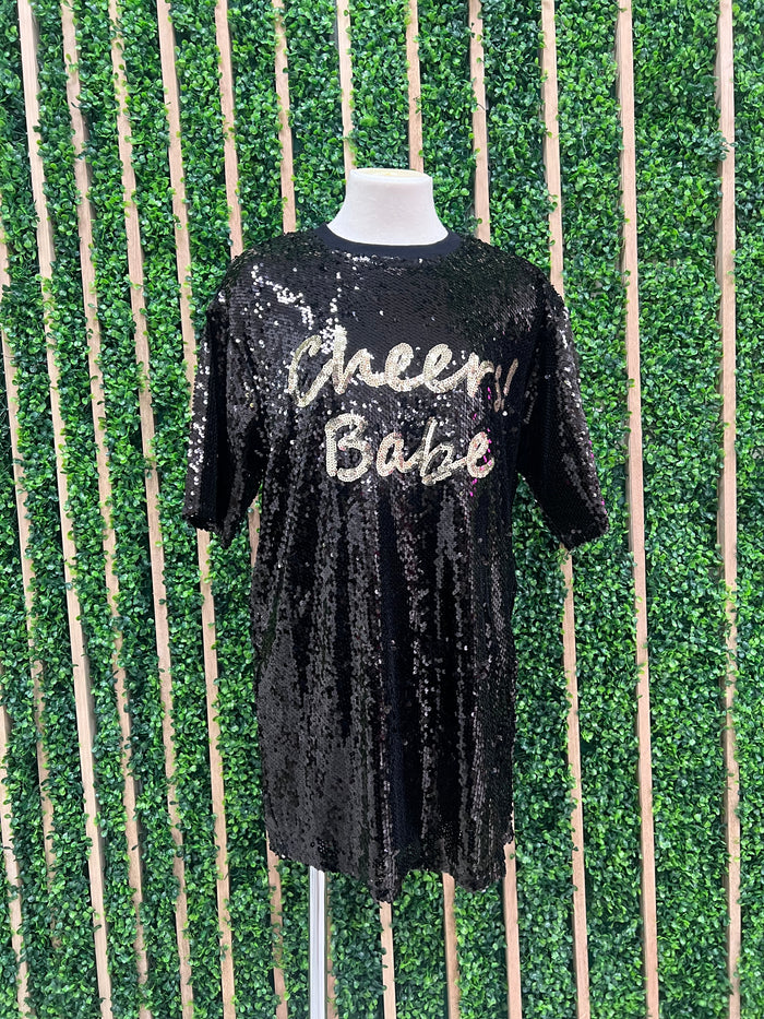 Black Cheers Babe Sequinn Dress