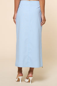 Shell & Beads Trim Warp Midi Skirt