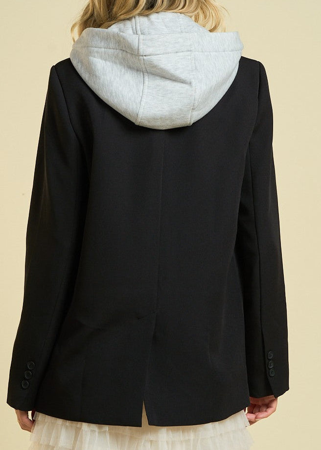 Classic Tailored Blazer With Attached Hoodie
