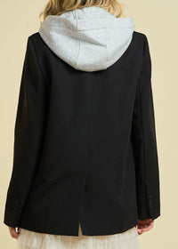 Classic Tailored Blazer With Attached Hoodie