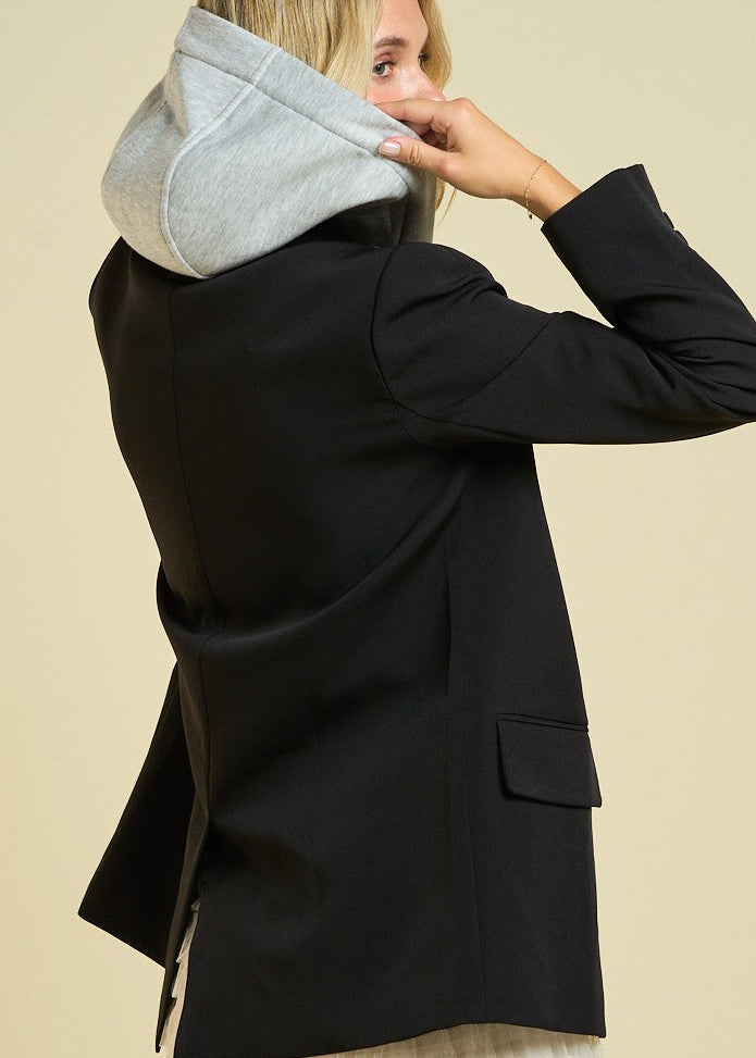 Classic Tailored Blazer With Attached Hoodie