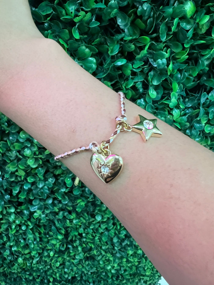 Colorful Cord Rhinestone Star Cross Bracelet