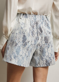 Lace Overlay Denim Shorts