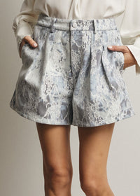 Lace Overlay Denim Shorts