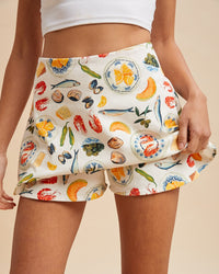 Mediterranean Food Printed Skort