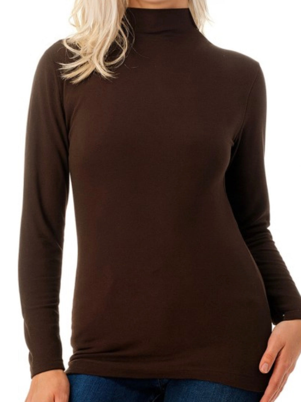 Solid Fleece Mock Neck Long Sleeve Thermal Top