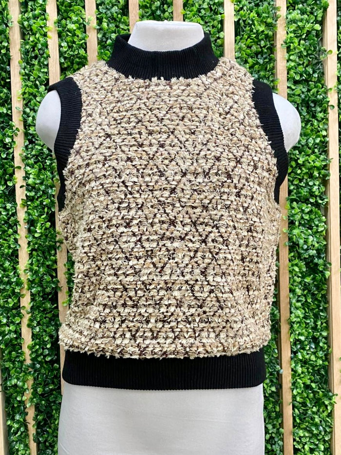 Brown Sequin Tweed Vest