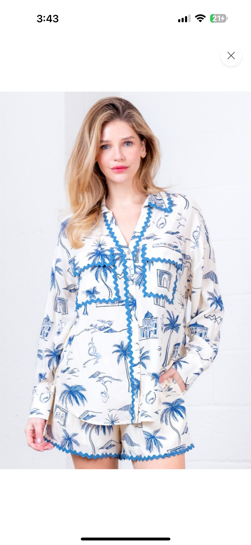 Ric Rac Trim White Blue Santorini Blouse