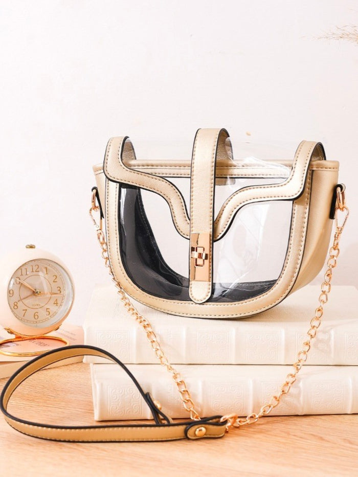Clear Metallic Crossbody Saddle Bag