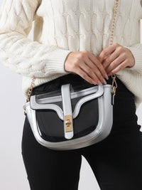 Clear Metallic Crossbody Saddle Bag