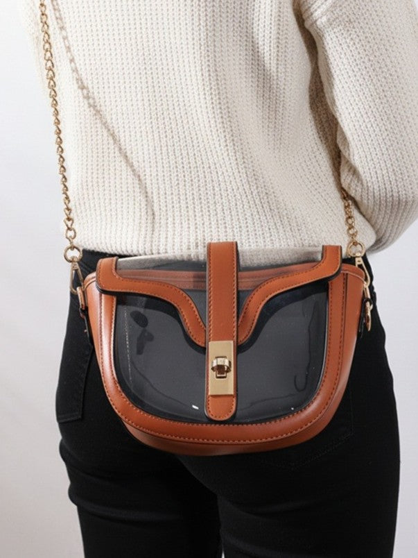 Clear Metallic Crossbody Saddle Bag