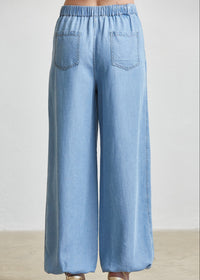 Lyocell Light Denim Balloon Pants With Cuff Opening