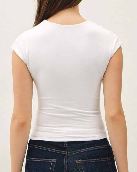 Smooth Cap Sleeve Crewneck Basic Top
