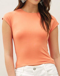 Smooth Cap Sleeve Crewneck Basic Top