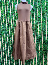 Sleeveless Mock Neck Midi Dress