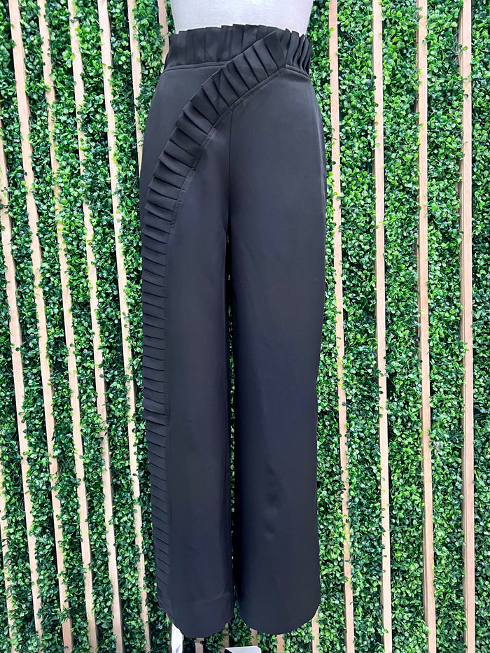 Ruffle Pleated High Waist Dressy Pants