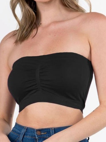Seamless Ruched Bandeau Bra Top