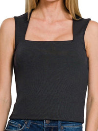Essential Ribbed Double Layer Square Neck Basic Top