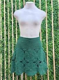 Green Crochet Short Skirt