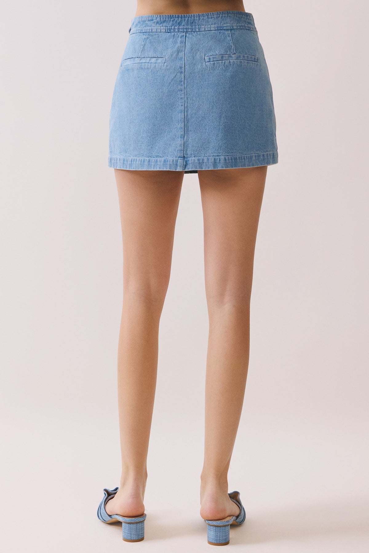 Button And Pocket Detail Denim Skort