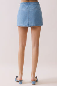 Button And Pocket Detail Denim Skort