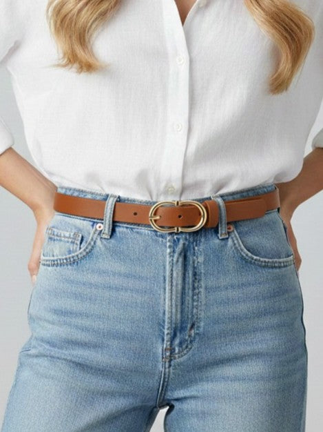 Gold Double D Buckle Skinny Belt