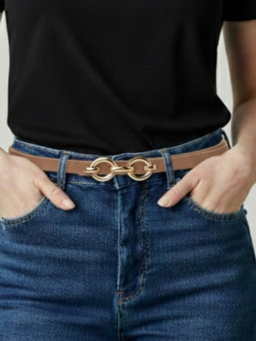 Double Links Detail Skinny Belt