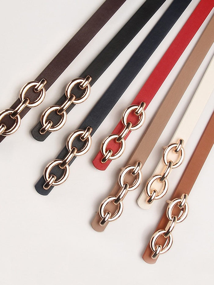 Double Links Detail Skinny Belt